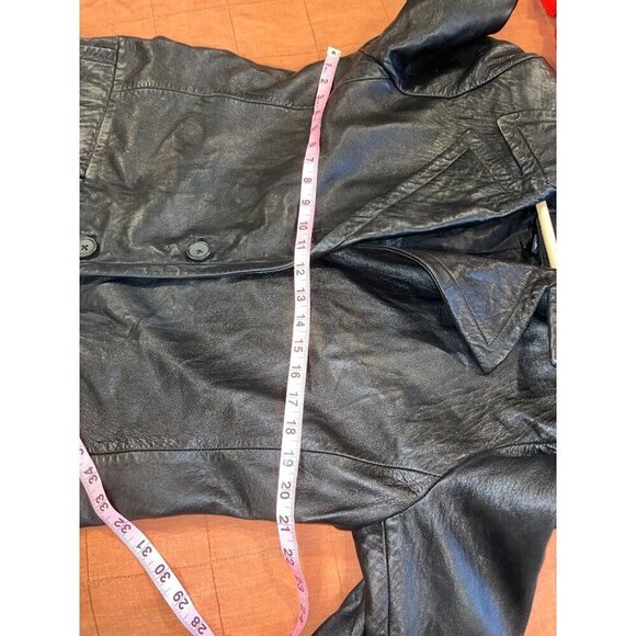 Vintage Banana Republic Womens Black L100 % Genuine Leather Button-Up Coat Size - Picture 5 of 7